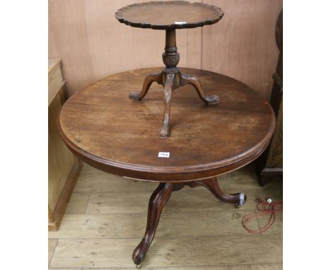 A George III style mahogany tripod table, and a Victorian breakfast table, Tripod W.1ft 5in.