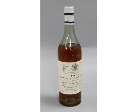 A bottle of Berry Brus Grande Champagne cognac 1948