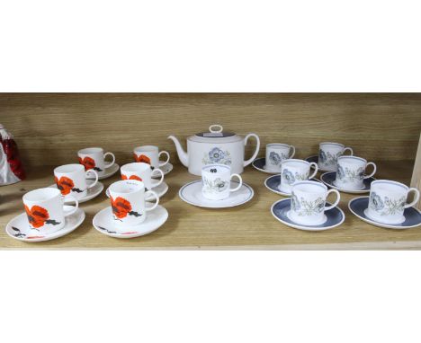 A Susie Cooper Glen Mist coffee set and a Corn Poppy part tea service