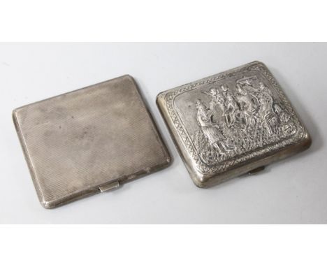 A George V silver engine turned cigarette case, Birmingham 1926 a Thai cigarette case.