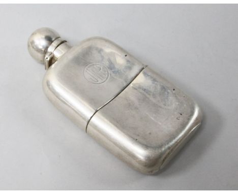 A late Victorian engine turned silver hip flask by A & J Zimmerman, Birmingham, 1894, 16cm.