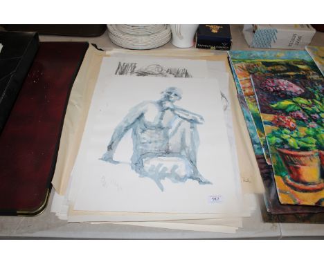 A quantity of Edwin Barritt sketches including portrait studies
