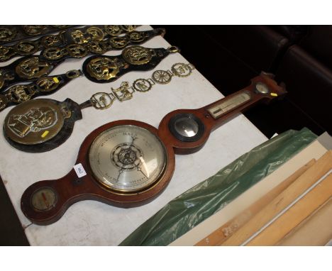 A D Molinari of Halesworth mahogany cased barometer thermometer