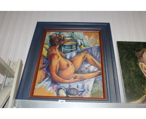 Edwin Barritt, oil on board nude portrait study