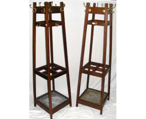 A pair of antique coat/hat/stick stands