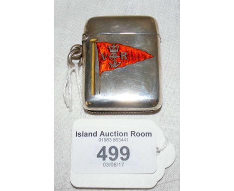 A silver and enamel Royal Victoria Yacht Club vesta case with burgee - Birmingham 1893