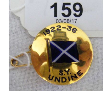 An 18ct gold and enamel brooch - "S.Y. Undine 1922-36"