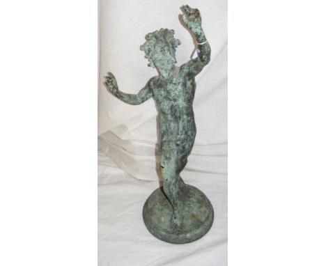 A 70cm high overall - late 19th century Naples bronze of the "Dancing Faun" (as found in Pompeii)
