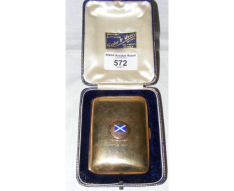 A 9ct gold and enamel cigarette case "S.Y. Undine, Xmas 1937", in original Taylor & Sons fitted presentation case