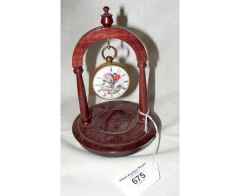 An unusual gent's pocket watch with hand-painted enamel dial of Wellington? on horseback