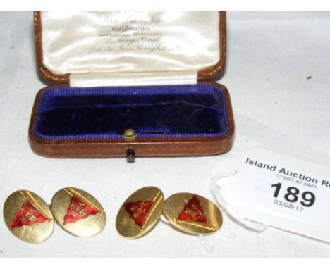 A pair of 18ct gold and enamel gent's cuff links with Royal Victoria Yacht Club burgees