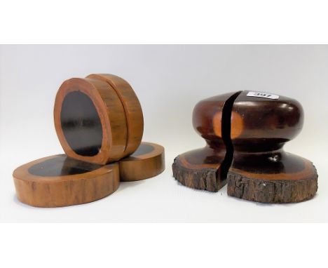 West Australian jam wood trunk section book ends together with another pair of hard wood trunk section book ends (2)