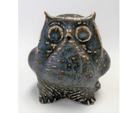 A Carl Harry Stalhane for Rorstrand, Sweden stoneware model of a stylised owl, incised pottery &amp; artist marks to the base
