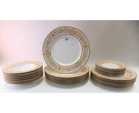 Royal Worcester 'Hyde Park' dinner wares comprising eight dinner plates, eight dessert plates, eight side plates &amp; eight 