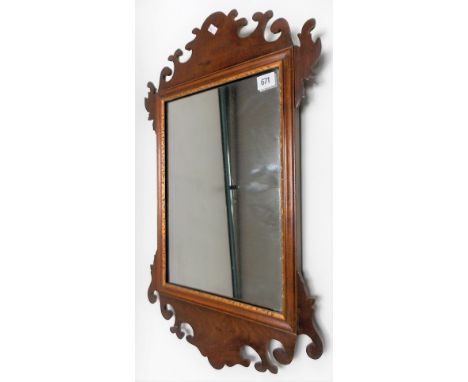 George III style mahogany frame fret mirror, height 67cm