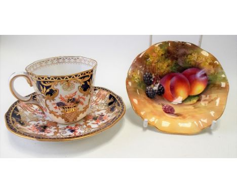 A Royal Worcester fruit decorated pin dish signed E. Townsend, blue printed mark to the base, diameter 9cm; together with a R