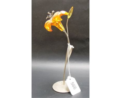 Swarovski glass and metal model of a flower, height 20cm.