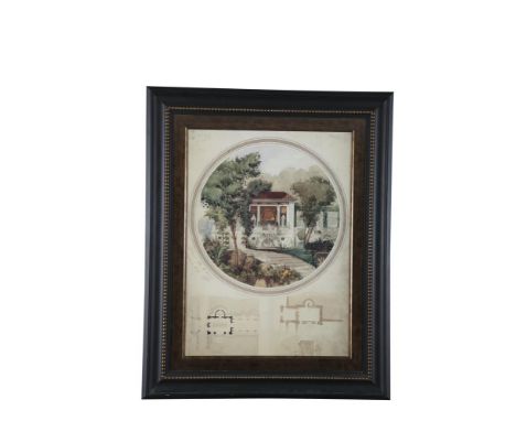 A FRENCH ARCHITECTURAL STUDY OF A PAGODAWatercolour, 68 x 49cmSigned indistinctly
