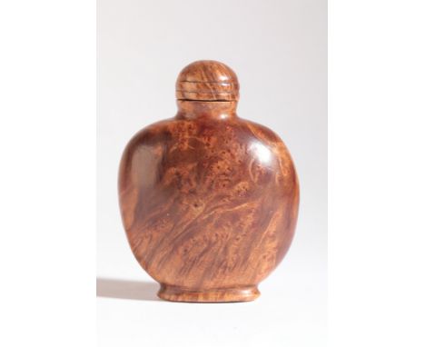 A CHINESE BURR WOOD SNUFF BOTTLE 19th century, of bulbous form, with conforming stopper, 6.5cm high overallProvenance: Bearin