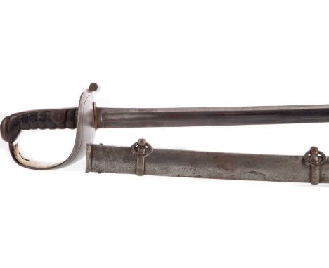 PATTERN 1821 HEAVY CAVALRY TROOPER'S SWORD,circa 1835, retaining original buff leather hilt liner, with curved fullered steel