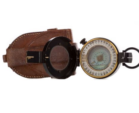 EX-MILITARY ISSUE COMPASS,mid-20th century, lacquered brass, partially erased stamped marks to reverse, cased