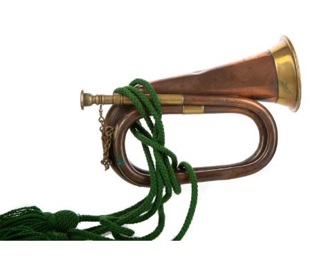 EARLY 20TH CENTURY COPPER AND BRASS BUGLE,by Henry Keat &amp; Sons of 105 &amp; 103 Matthias Rd., London, stamped maker's nam
