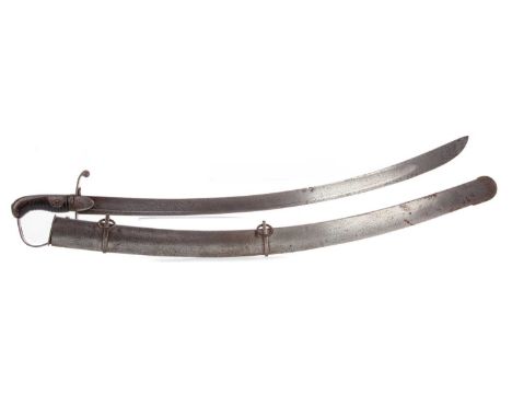 1796 PATTERN LIGHT INFANTRY SABRE,the curved fullered steel blade with partial maker's stamp to the edge, over curved knuckle