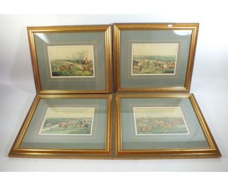 A set of four hunting prints - 12 x 18cm
