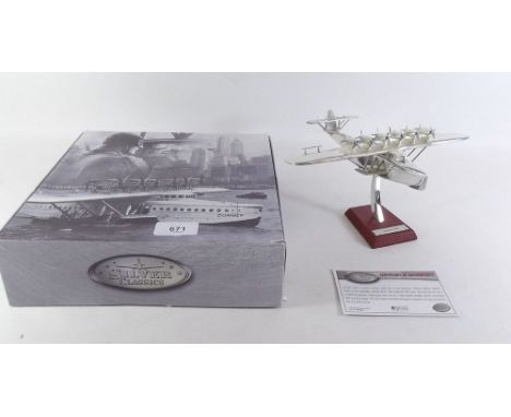 An Atlas Collections silver plated model of a Dornier - boxed