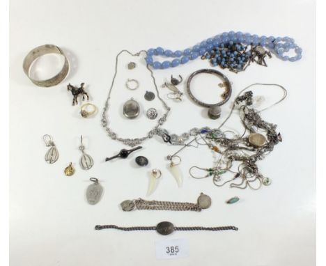 A box of costume jewellery including silver and gold