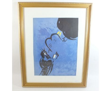 Marc Chagall - limited edition lithograph from The Bible Series 1956, No 1713/3000 'Moise Recout Les Table de La Loi' - 33 x 