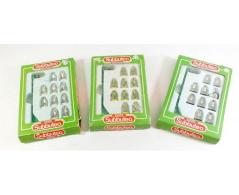 Three sets of Subbuteo football figures