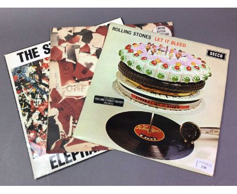 ROLLING STONES, STONE ROSES AND ELVIS VINYL RECORDS comprising The Rolling Stones No.2, and Let It Bleed with original poster