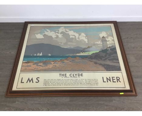 RAILWAY INTEREST, LARGE ORIGINAL TRAVEL POSTER DESIGNED BY NORMAN WILKINSON (BRITISH, 1878-1971) THE CLYDE, LMS LNER E.R.O. 5
