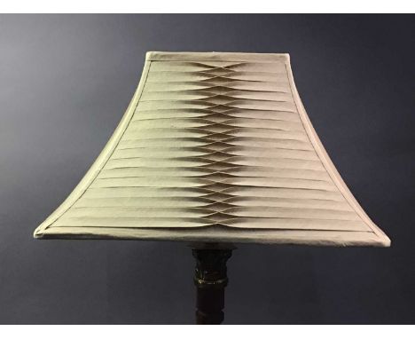 LARGE PAIR OF REPRODUCTION TABLE LAMPS LATE 20TH CENTURY with brass coloured metal mounts and barley twist effect hardwood co