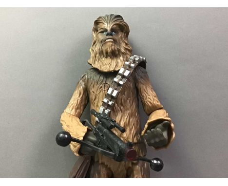 GROUP OF VARIOUS TOYS including a Spiderman figure, BB8, action figures and puppetsSome paint flaking and staining to the woo