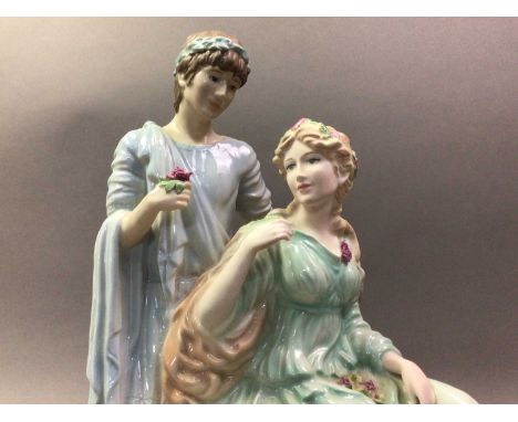 WEDGWOOD FIGURE OF ADORATION AND OTHER FIGURES  Adoration numbered 623, along with another Wedgwood figure of Reverie, a Nao 