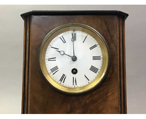 ART DECO WALNUT MANTEL CLOCK the white dial with Roman numerals 