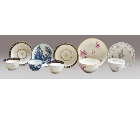 A Worcester tea bowl and saucer, decorated in mother and child patter, a Derby bowl and stand, painted in the workshop of Jam