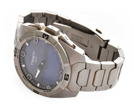 A gents titanium Touch Solar Tissot wristwatch, reference number T091420A, dial with digital display, bezel inscribed Meteo/a