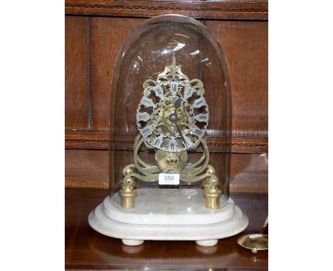 A Victorian brass skeleton mantel timepiece, circa 1880, the single fusee movement with an anchor escapement, five spoke whee