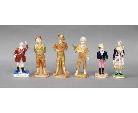 A Derby figure of the actor John Liston in the role of Paul Pry, puce mark, together with a similar Bloor Derby figure, a sim