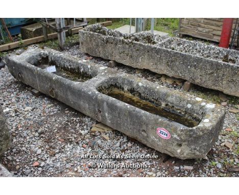 *GRANITE TWO SECTION RECTANGULAR TROUGH, 228CM X 42CM X 28CM