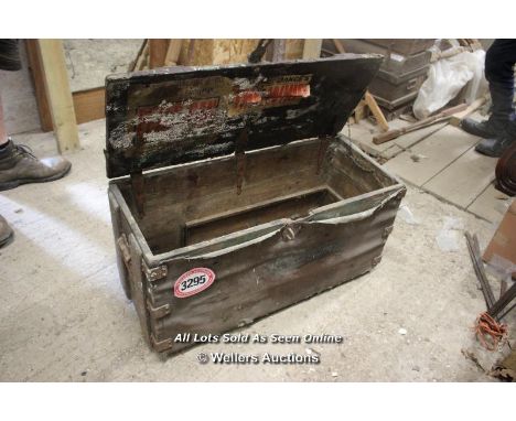 *VINTAGE WOODEN TRUNK, 79CM X 33CM X 79CM