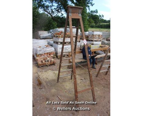 *VINTAGE A-FRAME WOODEN STEP LADDER WITH TEN STEPS