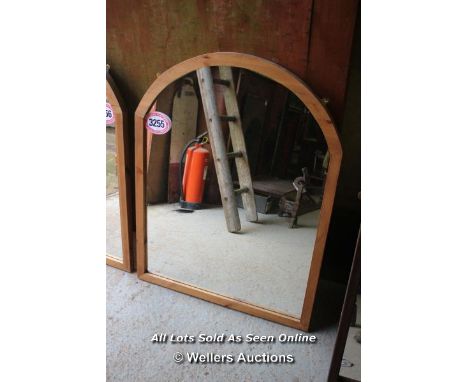 *WOODEN FRAMED OVAL TOPPED MIRROR, 75CM X 99CM HIGH