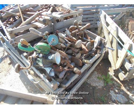 *CRATE FULL OF VINTAGE HAND TOOLS – MOSTLY DRILLS