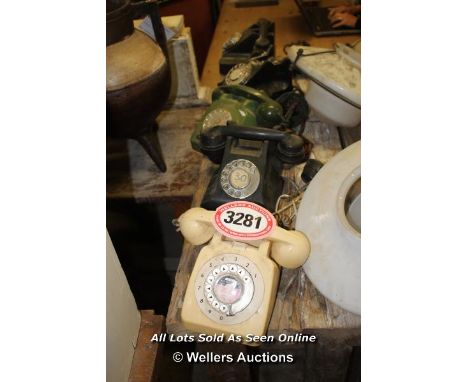 *FIVE VINTAGE TELEPHONES INCLUDING THREE BAKELITE