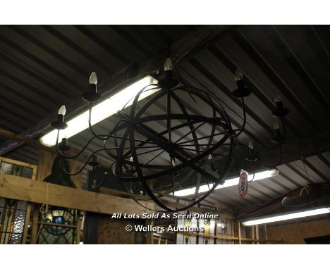 *LARGE WROUGHT IRON SPHERICAL BARN LIGHT