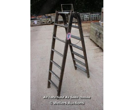 *VINTAGE A-FRAME WOODEN STEP LADDER WITH SEVEN STEPS